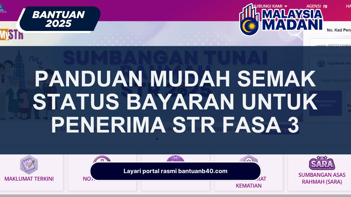 SEMAK STATUS BAYARAN UNTUK PENERIMA STR FASA 3